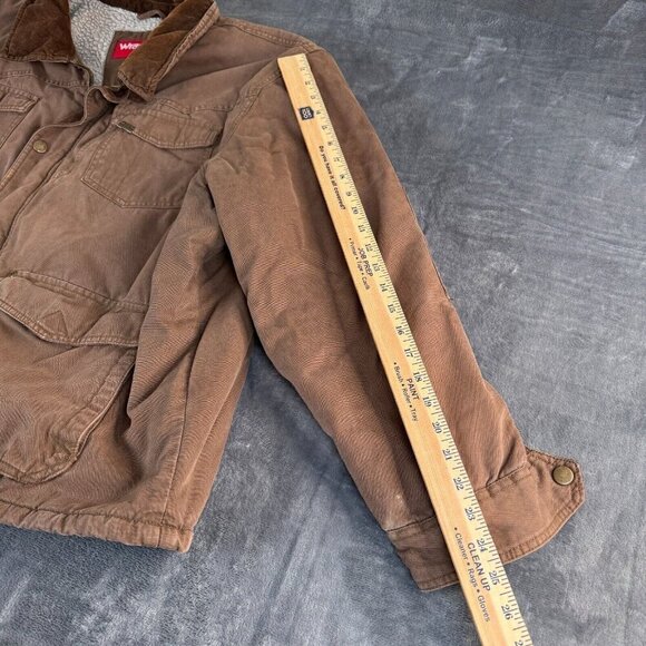 Wrangler Men's 3XL Sherpa Lined Canvas Jacket Barn Coat Brown Chore Utility - Picture 4 of 10
